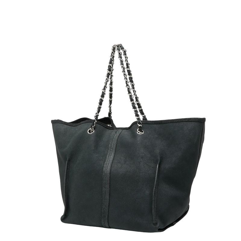 CHANEL（シャネル） カメリア チェーントートバッグ ブラック グリーン