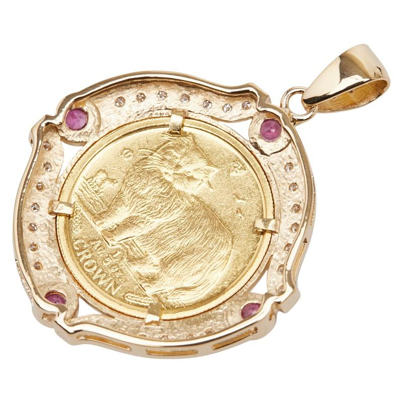 K24 ゴールド K18YG イエローゴールド ダイヤ0.24ct ルビー0.43ct