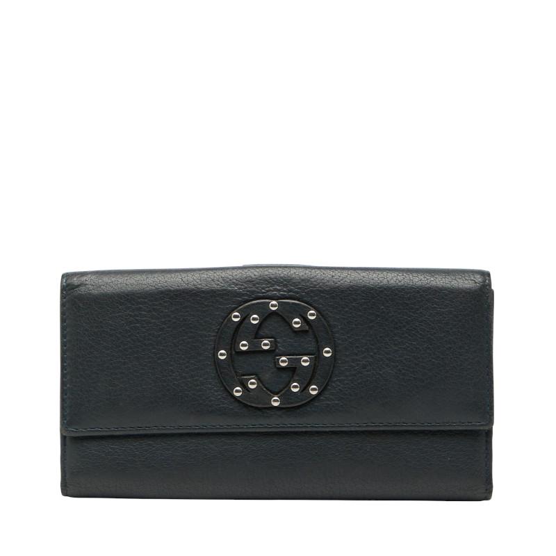 GUCCI（グッチ） インターロッキングG 長財布 231843 ネイビー レザー 