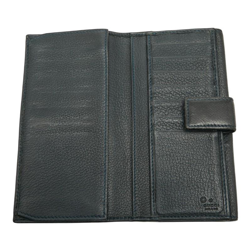 美品 GUCCI ネイビー レザー 長財布 GGロゴ スタッズ 231843 美品
