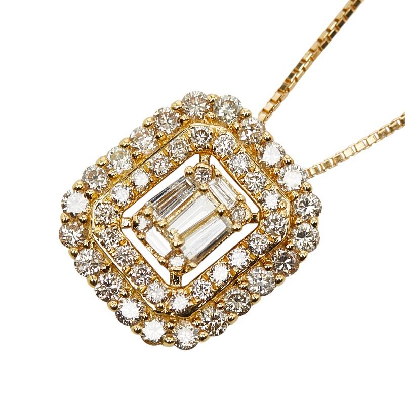 K18YG イエローゴールド ダイヤ1.00ct ネックレス レディース 中古