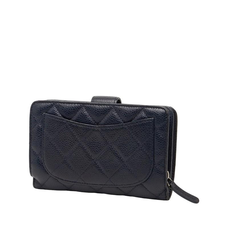 CHANEL（シャネル） マトラッセ ココマーク 二つ折り財布 ネイビー
