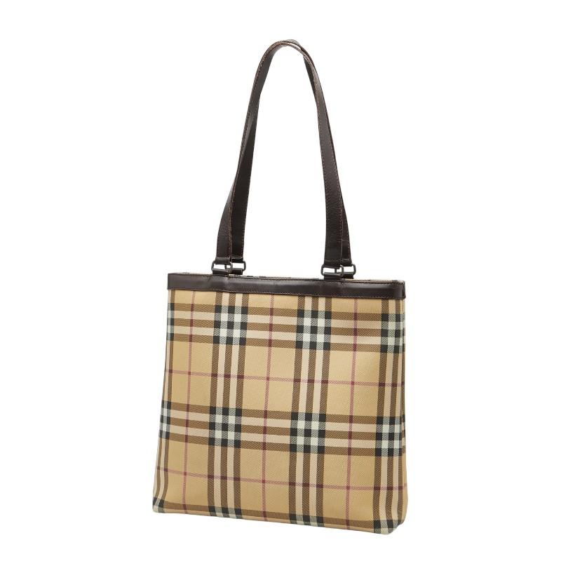 バーバリー ノバチェック シャドーホース ハンドバッグ トートバッグ ベージュ マルチカラー キャンバス レザー BURBERRY 【中古】 BURBERRY（バーバリー） ノバチェック シャドーホース ハンドバッグ