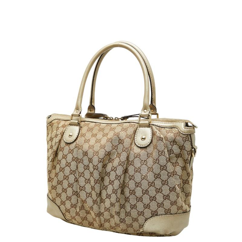 グッチ GGキャンバス スーキー トートバッグ ショルダーバッグ 2WAY 285730 ベージュ ブラウン キャンバス レザー GUCCI 【中古】 GUCCI（グッチ） GGキャンバス スーキー トートバッグ ショルダー