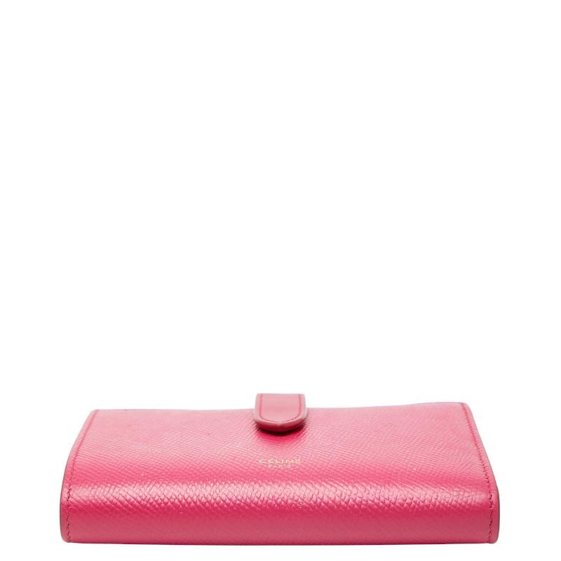 CELINE（セリーヌ） ストラップウォレット 二つ折り財布 ピンク レザー