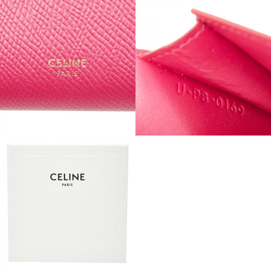 CELINE（セリーヌ） ストラップウォレット 二つ折り財布 ピンク レザー