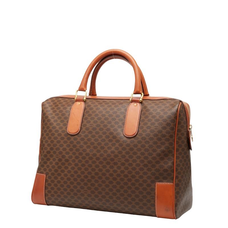 美品 セリーヌ ボストンバッグ ハンドバッグ マカダム PVC レザー ブラウン CELINE（セリーヌ） マカダム ボストンバッグ ブラウン PVC レザー