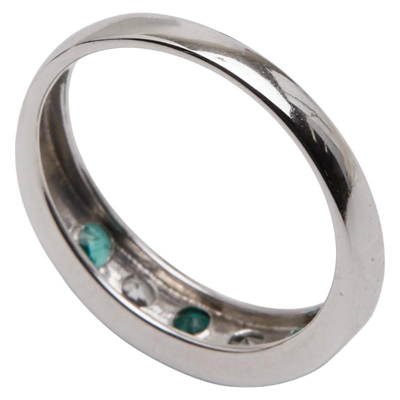 K14WG リング 11号 K14WG ホワイトゴールド エメラルド サファイア 一文字リング 指輪