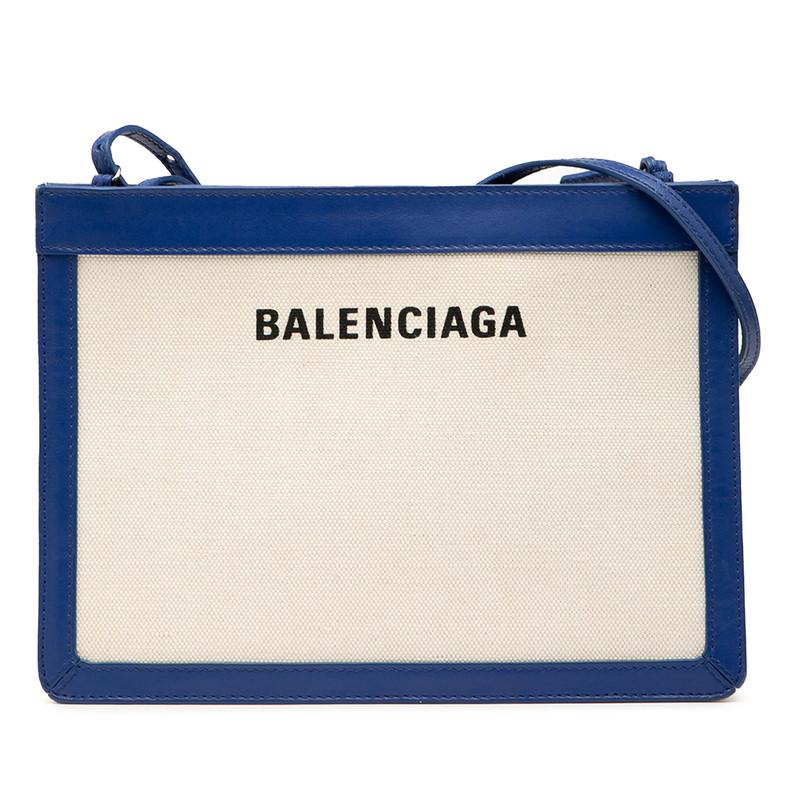 BALENCIAGA（バレンシアガ） ロゴ ネイビー ポシェット 斜め掛け