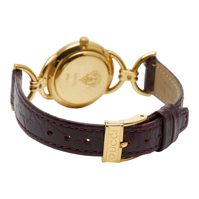 GUCCI（グッチ） 腕時計 6000L クオーツ ゴールド文字盤 メッキ レザー