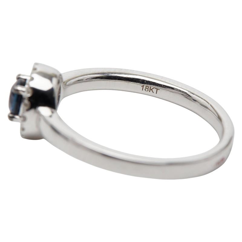 K18WG ホワイトゴールド サファイア0.29ct ダイヤ0.09ct リング 指輪 