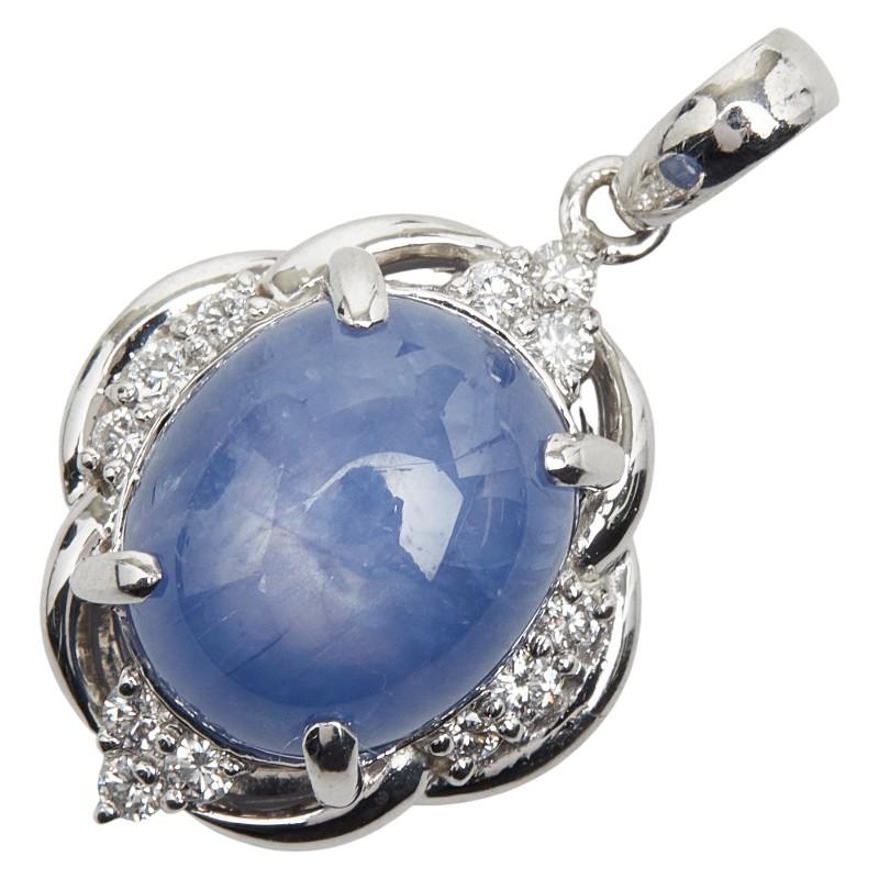 Pt900 プラチナ スターサファイア10.49ct ダイヤ0.42ct ペンダント 