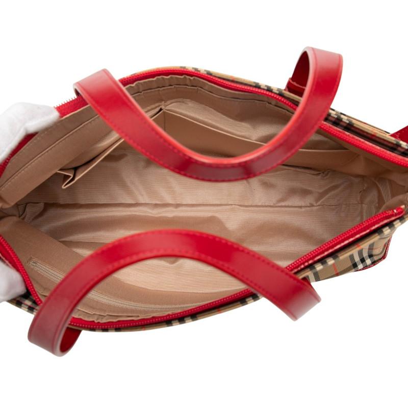 BURBERRY（バーバリー） ノバチェック ハンドバッグ ベージュ レッド
