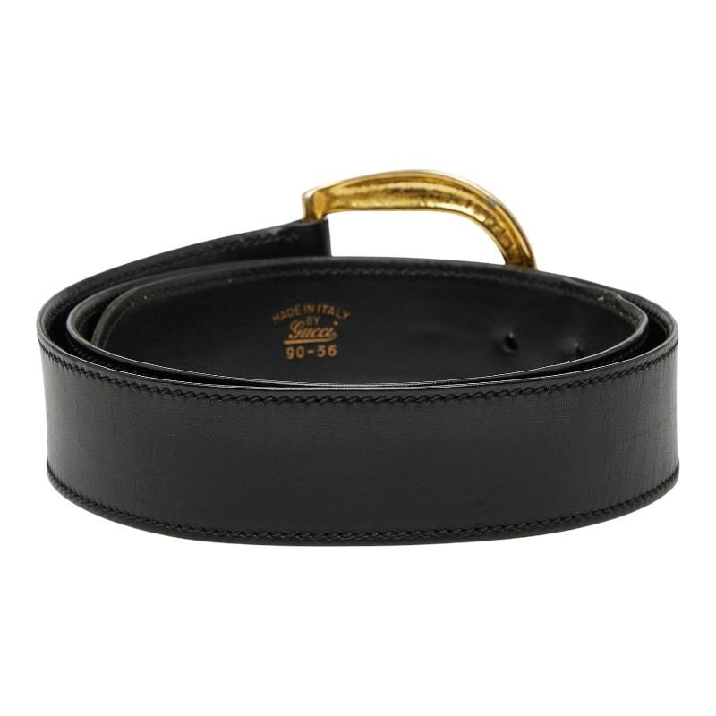GUCCI（グッチ） ベルト サイズ：90 36 ブラック レザー レディース