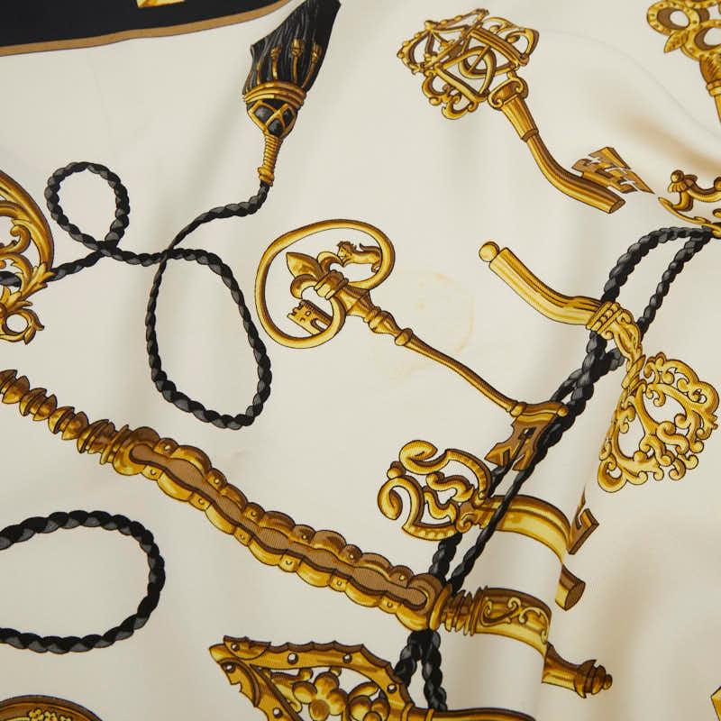 HERMES（エルメス） カレ90 LES CLES 鍵 スカーフ ブラック ゴールド