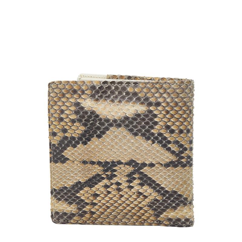 ヴェルサーチェ メデューサ 二つ折り財布 ベージュ ホワイト パイソン