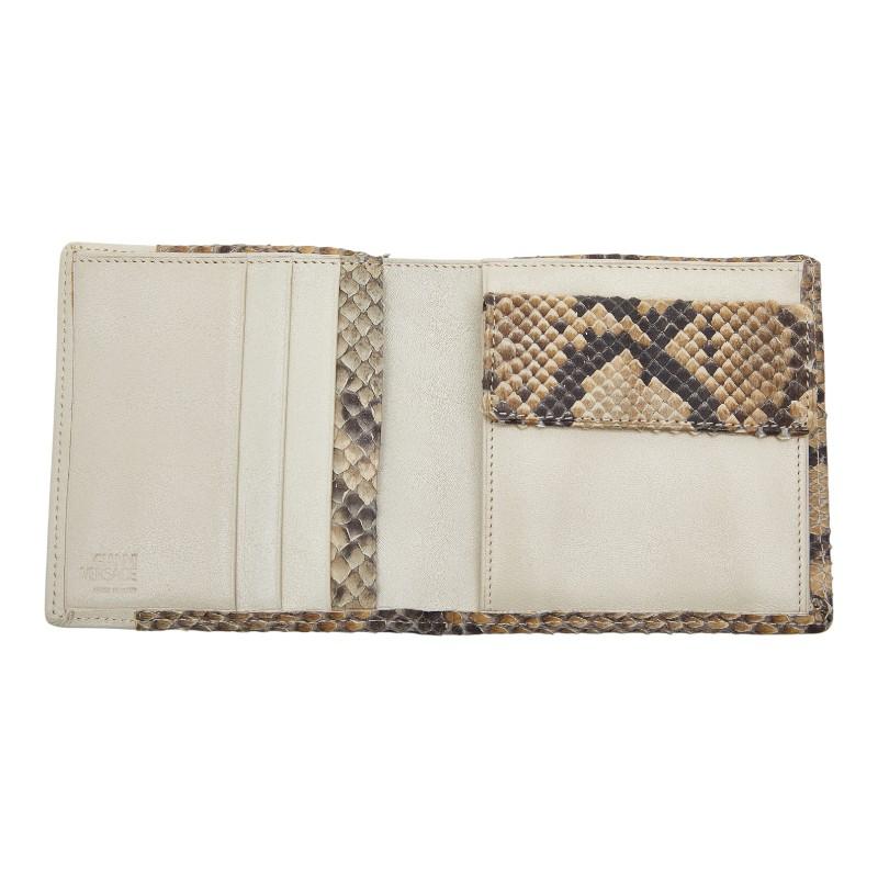 ヴェルサーチェ メデューサ 二つ折り財布 ベージュ ホワイト パイソン