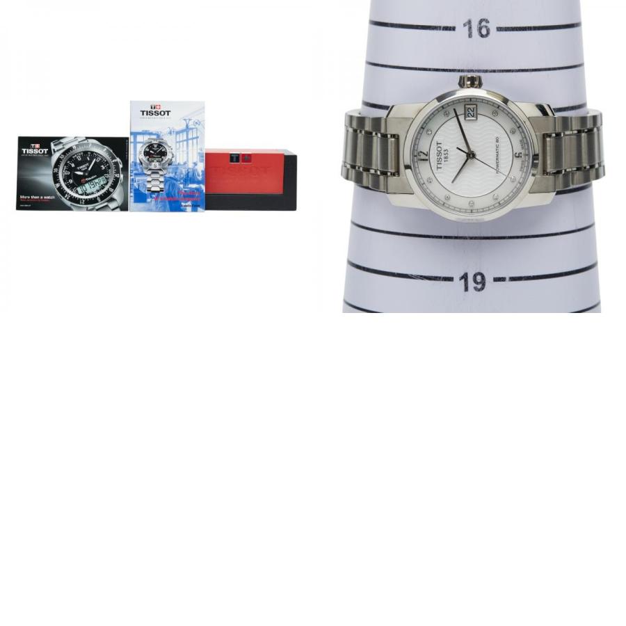 【美品】整備済み TISSOT レディース ホワイト文字盤 腕時計 TISSOT（ティソ） 9Pダイヤ 腕時計 T087207A 自動巻き ホワイト文字盤