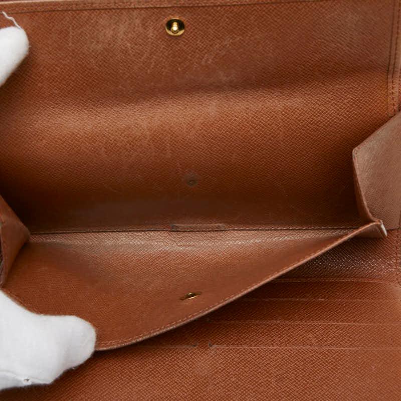 美品 ルイヴィトン モノグラム 財布 ブラウン 女性 ブランド M61202 LOUIS VUITTON（ルイ・ヴィトン） 財布 モノグラム パピエ 三つ折り