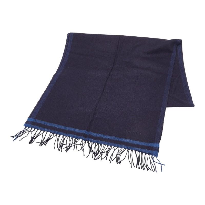 グッチ マフラー ネイビー ブルー シルク カシミヤ レディース GUCCI 【中古】 GUCCI（グッチ） マフラー ネイビー ブルー シルク カシミヤ