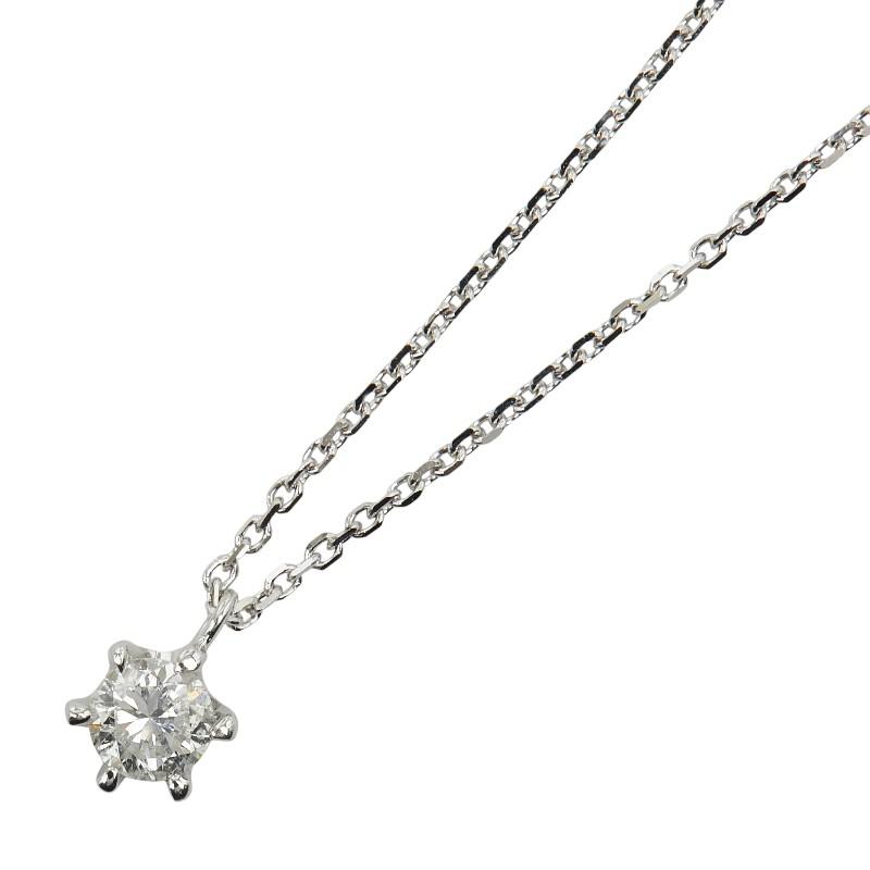 K18WG ホワイトゴールド ダイヤ0.20ct プチネックレス レディース 中古 