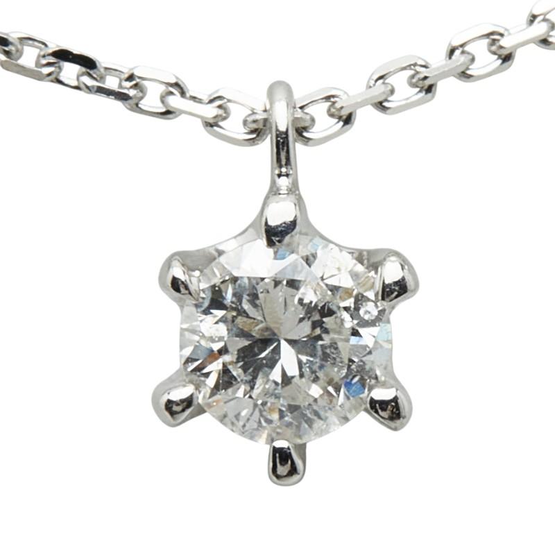 K18WG ホワイトゴールド ダイヤ0.20ct プチネックレス レディース 中古 