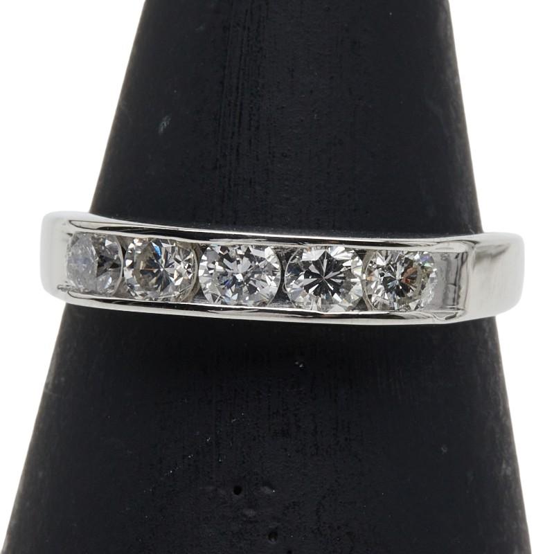 Pt900 プラチナ ダイヤ0.55ct 一文字リング 指輪 レディース 10号 中古 