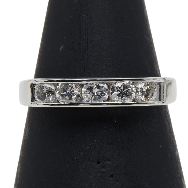 Pt900 プラチナ ダイヤ0.55ct 一文字リング 指輪 レディース 10号 中古 