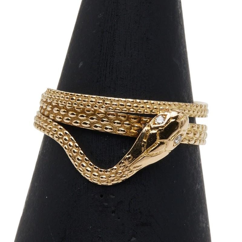 K18YG イエローゴールド ダイヤ0.10ct スネーク ヘビ 蛇 モチーフ