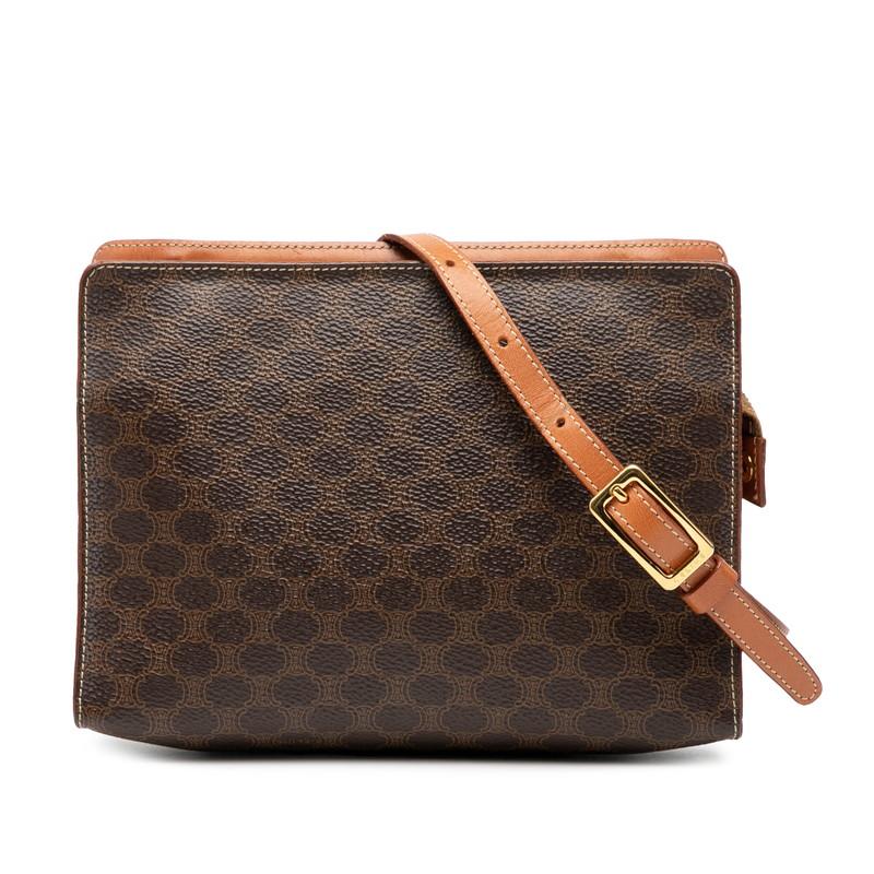 CELINE（セリーヌ） マカダム ショルダーバッグ ブラウン PVC レザー 