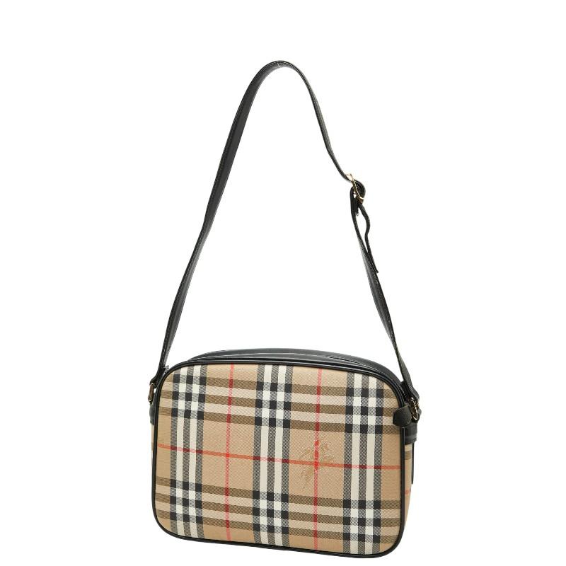 新品未使用●バーバリー ダレスバッグ ノバチェック ホース レザー 黒 廃盤品 BURBERRY（バーバリー） ノバチェック シャドーホース ショルダー