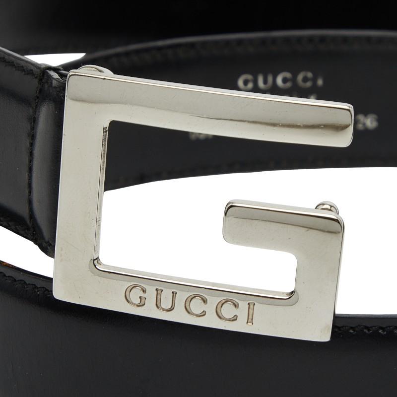 GUCCI（グッチ） Gバックル ベルト サイズ65・26 ブラック レザー