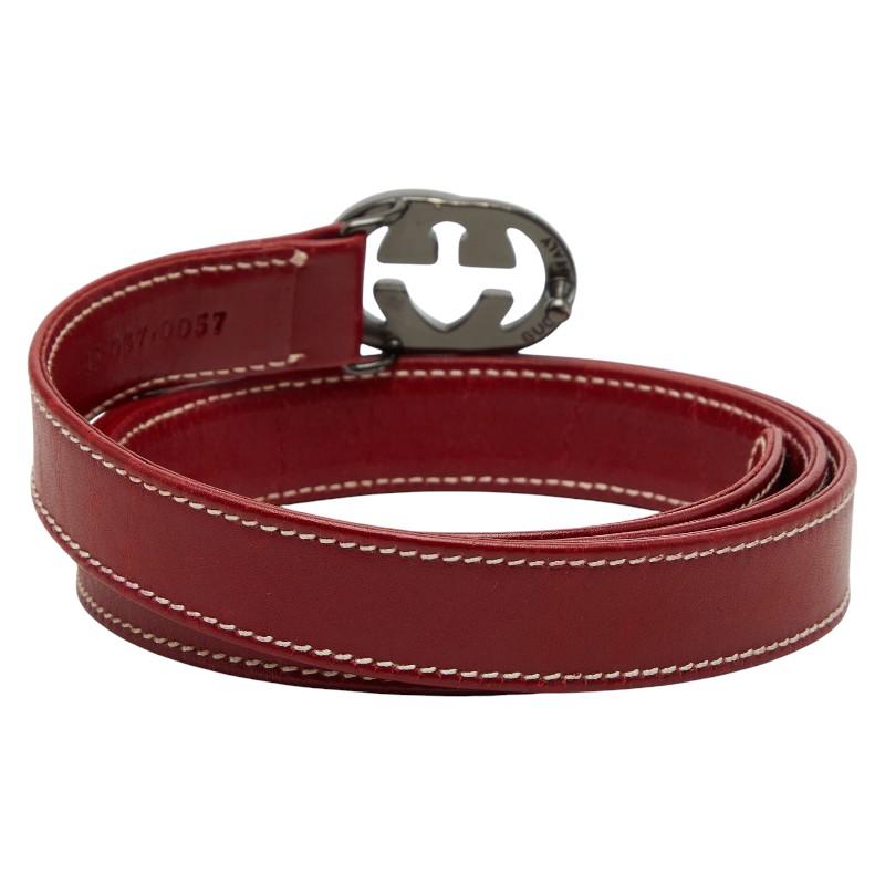 GUCCI（グッチ） ベルト サイズ：70 28 レッド レザー レディース