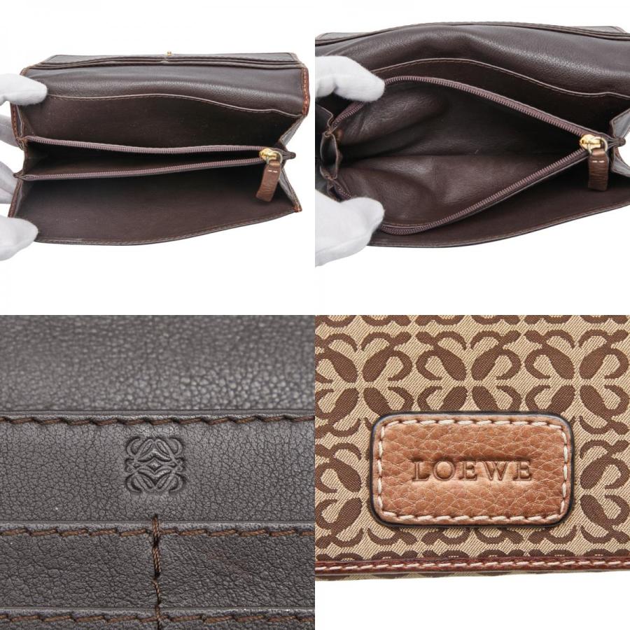 LOEWE（ロエベ） アナグラム 長財布 ブラウン キャンバス レザー
