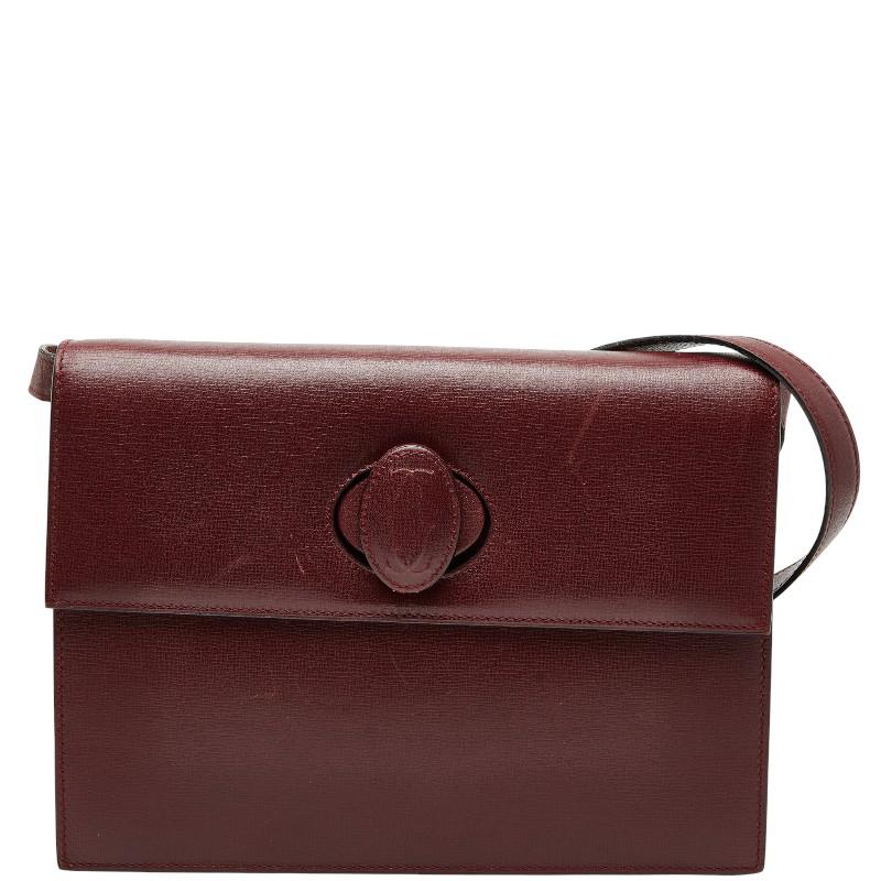 □ Cartier カルティエ チェーンショルダーバッグ レザー ボルドー 