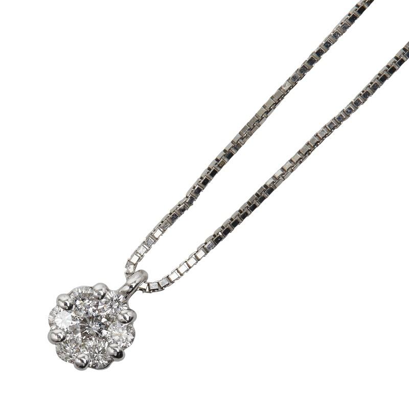 K18WG ホワイトゴールド ダイヤ0.20ct ペンダントネックレス 