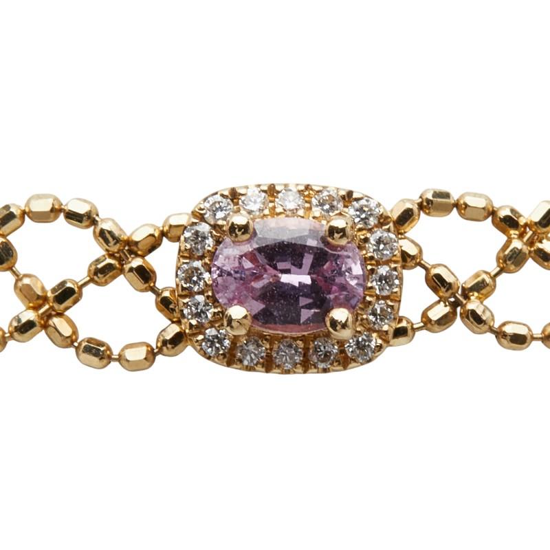 K18YG イエローゴールド サファイア0.25ct ダイヤ0.05ct ネックレス 