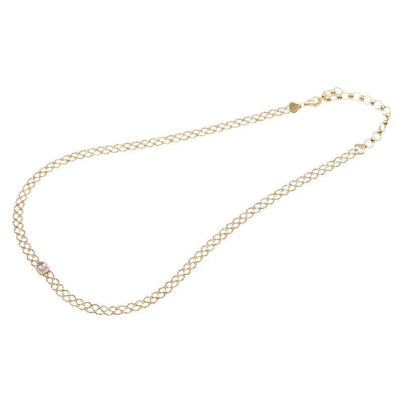 K18YG イエローゴールド サファイア0.25ct ダイヤ0.05ct ネックレス 