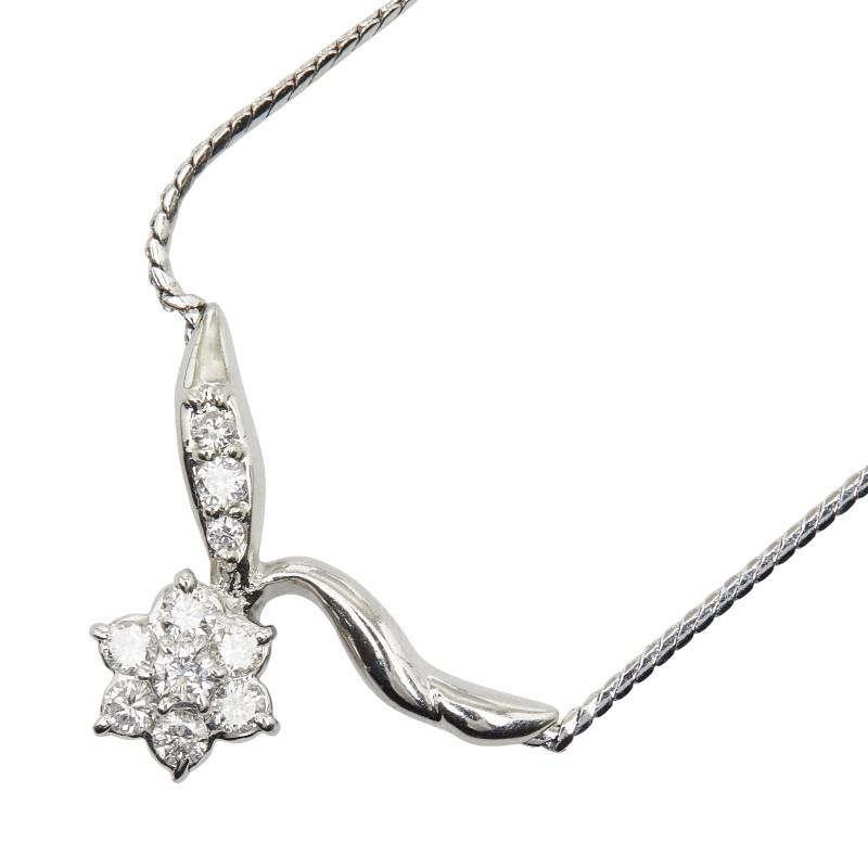 プラチナ　PT900 PT850 ネックレス　レディース Pt900 プラチナ Pt850 ダイヤ0.34ct フラワー 花 モチーフ ペンダント