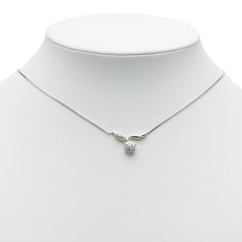 Pt900 プラチナ Pt850 ダイヤ0.34ct フラワー 花 モチーフ ペンダント