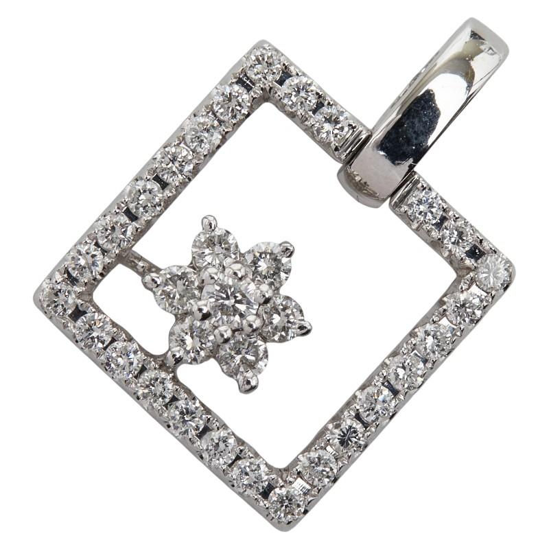 K18WG ホワイトゴールド ダイヤ0.35ct スクエア モチーフ ペンダントトップ レディース 中古 K18WG ホワイトゴールド ダイヤ0.35ct スクエア モチーフ ペンダント