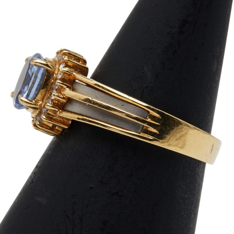 K18YG イエローゴールド Pt900 プラチナ サファイア1.08ct ダイヤ0.14 