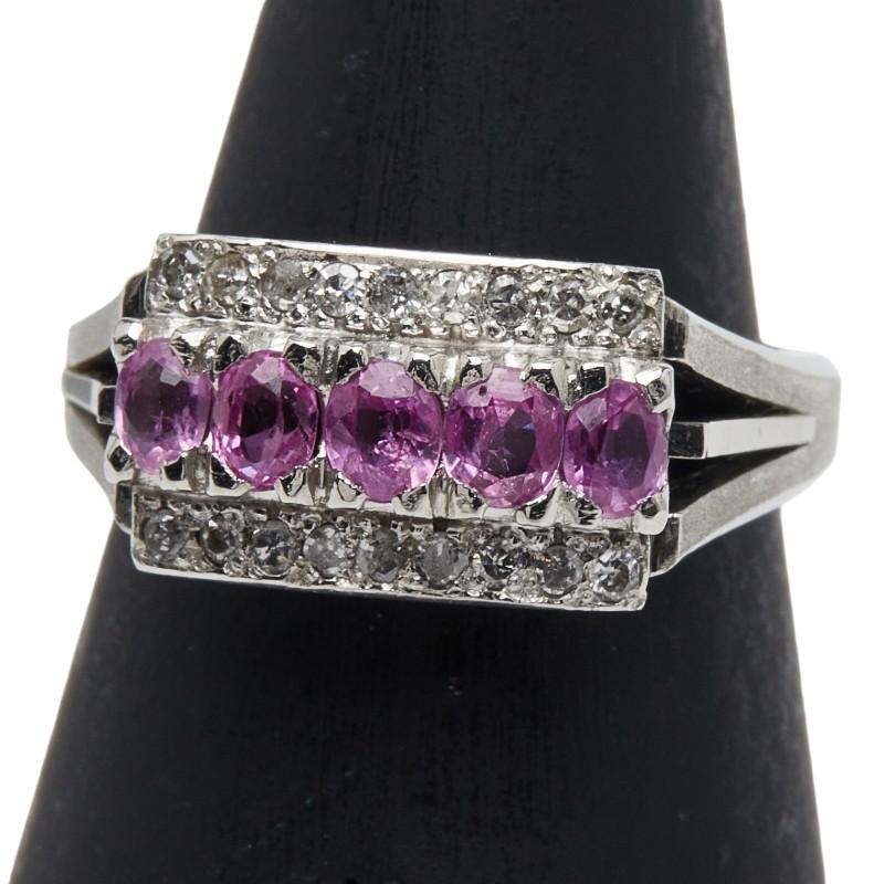 Pt900 プラチナ サファイア ダイヤ リング 指輪 レディース 中古