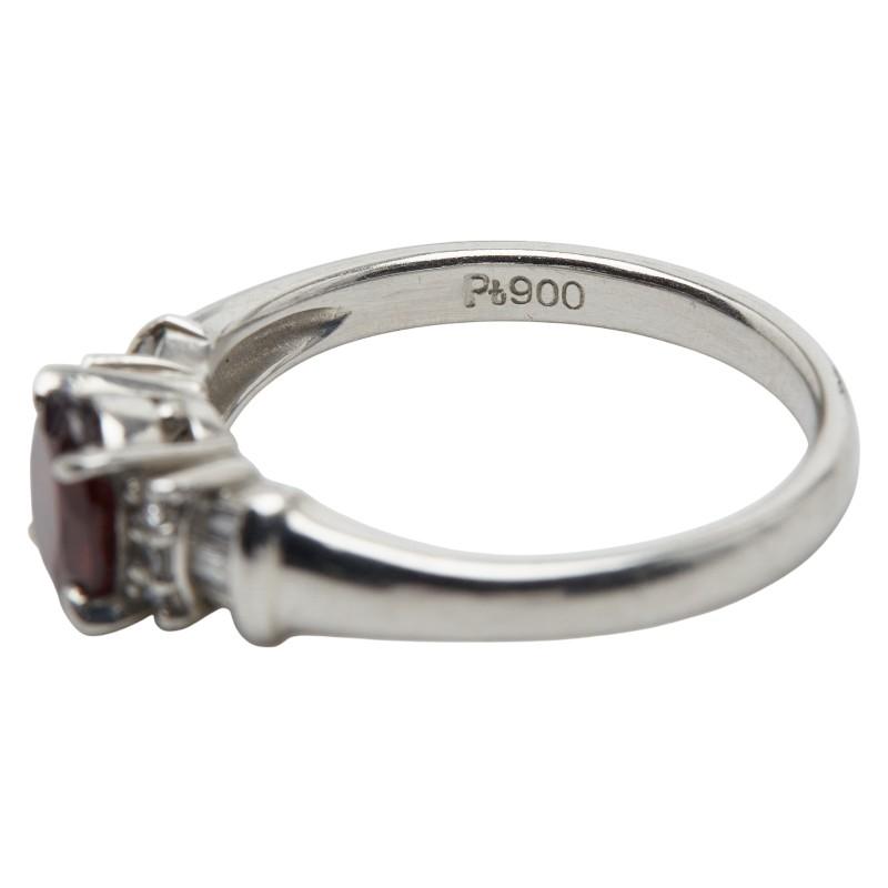 Pt900 プラチナ ガーネット ダイヤ0.16ct リング 指輪 レディース 11号 