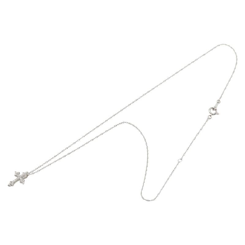 Pt900 プラチナ Pt850 プラチナ ダイヤ0.20ct クロス 十字架 モチーフ ペンダントネックレス レディース 中古_3