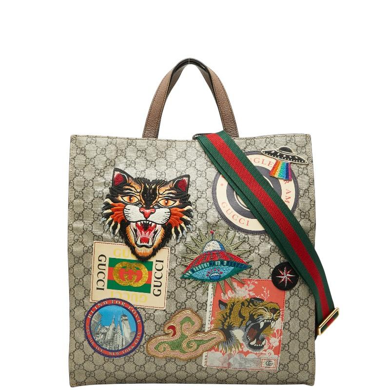 GUCCI グッチ　トートバッグGG柄PVC スプリーム縦長ハンドバッグ GUCCI グッチ GGスプリーム トートバッグ PVC レザー ベージュ - メルカリ