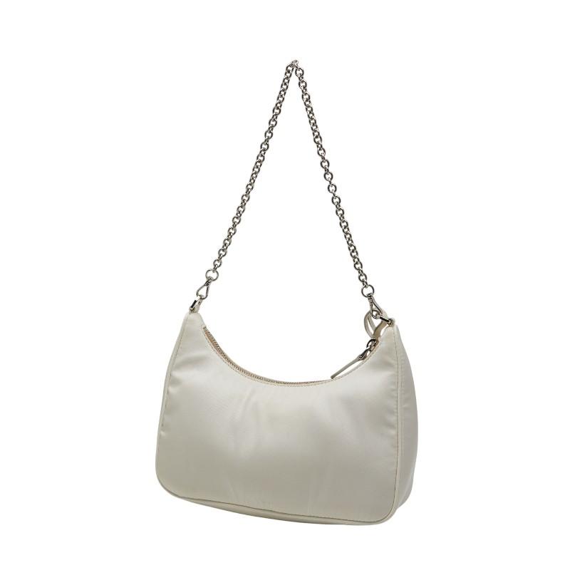 PRADA ホワイト 三角形 ショルダーバッグ PRADA ホワイト ショルダーバッグ 三角形デザイン