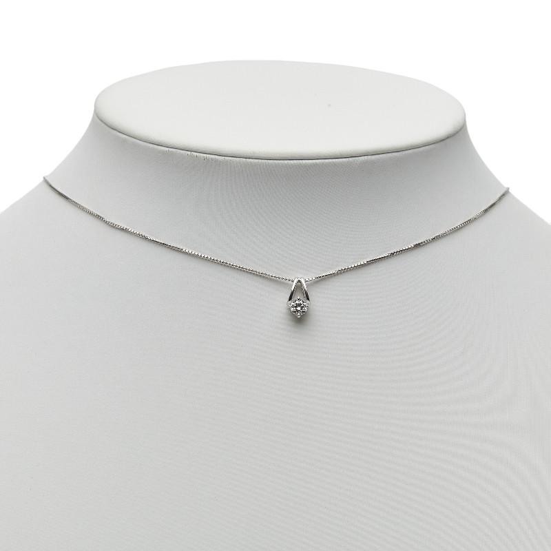 K18WG ホワイトゴールド K14WG ダイヤ0.234ct ネックレス レディース