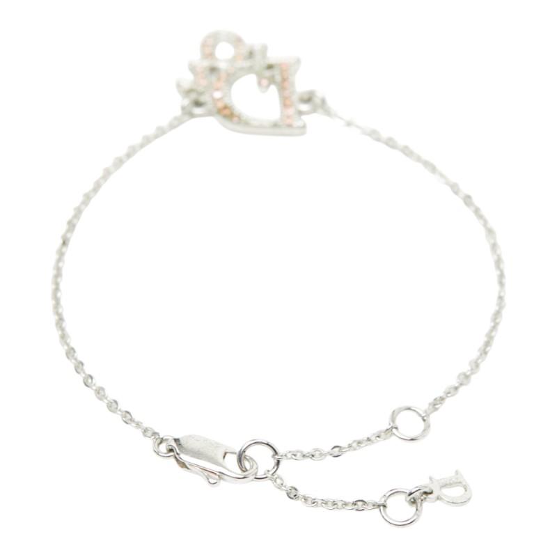 クリスチャンディオール ロゴ ラインストーン ブレスレット シルバー