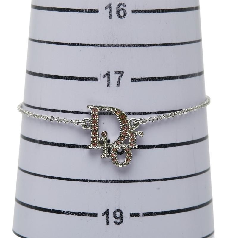 クリスチャンディオール ロゴ ラインストーン ブレスレット シルバー